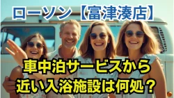 ローソン富津湊店車中泊サービスから近い入浴施設は何処？